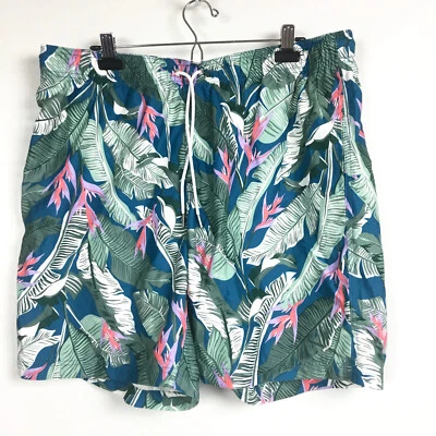 Lands End Mens XL Swim Trunks Hawaiian Tropical Floral 8" - Image 1 of 4