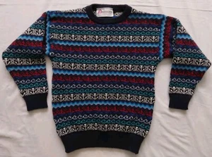 Pitlochry Fair Isle Crewneck Wool Blend Sweater Sailboats Anchors Boys Medium - Picture 1 of 10