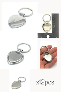 Heart love keychain Engravable Blank Heart Blank Canvas gift Unisex x12pcs - Picture 1 of 5