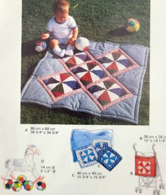 Uncut Burda 5003 Sew Pattern Baby Pinwheel Quilt Pillow Stroller Bag Baby Quilt - Image 1 of 4