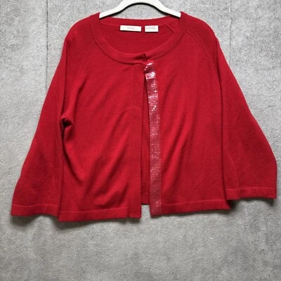 Cárdigan Mujer Colección Cashmere Neiman Marcus XL Rojo Brillante Formal Foto 1 de 4
