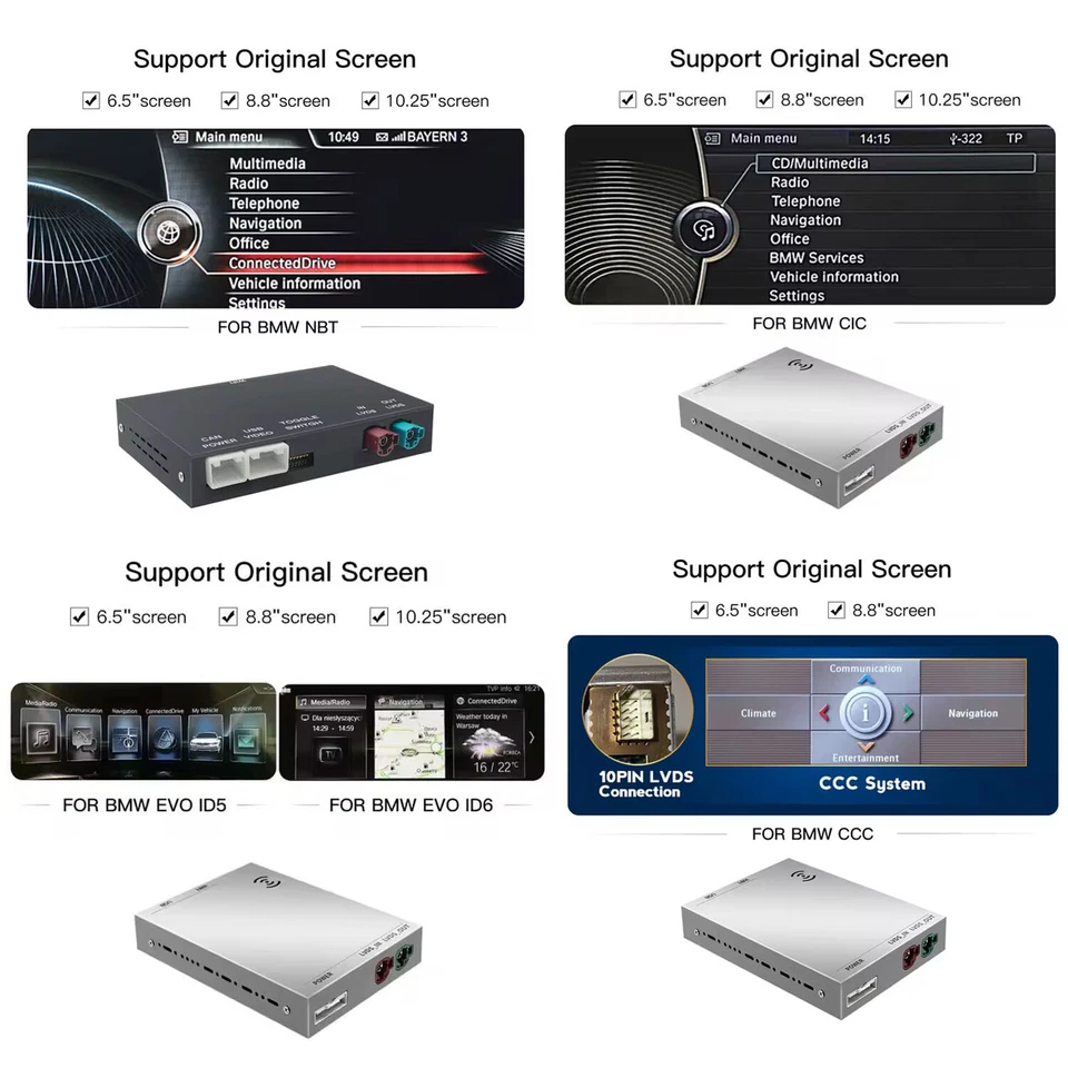 Wireless Android Auto/Wireless CarPlay Module for BMW NBT CIC 1 2 3 4 5 6 Series - Image 1 of 4