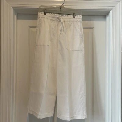 Pantalones capri para mujer Gloria Vanderbilt de lino blanco talla M nuevos sin etiquetas Foto 1 de 2