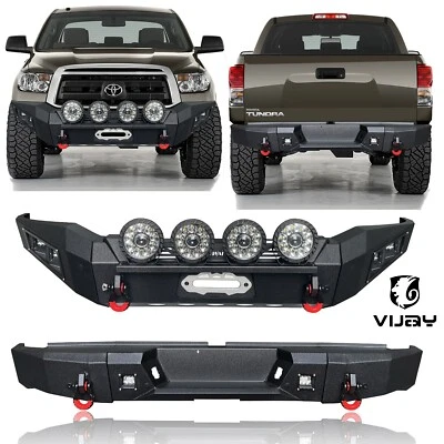 New Front & Rear Bumper W/Winch Plate+Round Lights For 2007-2013 Toyota Tundra Foto 1 de 3