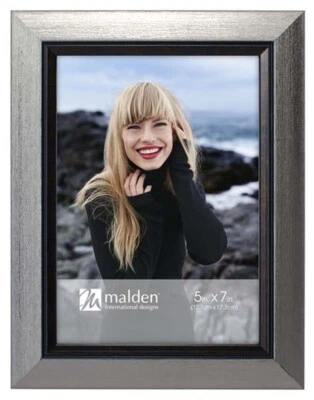 Malden 5x7 Pewter Slant with Black Bezel Frame - Image 1 of 2