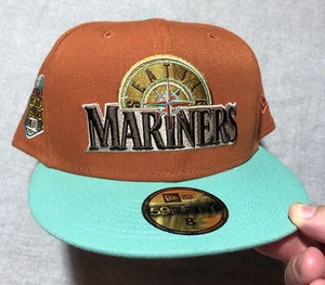 Seattle Mariners Hat New Era 59FIFTY Size 8 Burnt Orange Huge All Star Patch - Picture 1 of 8
