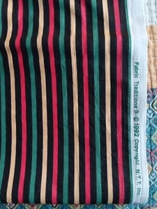 3.5 Yds Vintage Fabric Traditions 1992 Stripe Quilt Cotton Red Yellow Green... - Picture 1 of 4