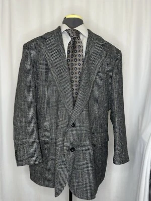 Blazer Haggar Para Hombres 47R 51" Tweed Abrigo Deportivo Traje Chaqueta Gris Cuadros EE. UU. Foto 1 de 4