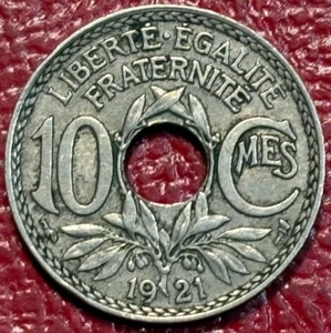 HIGH GRADE DETAILS 1921 FRANCE 10 CENTIMES COIN-MAY323 - Picture 1 of 2