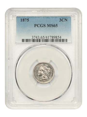 1875 3cN PCGS MS65 Cover