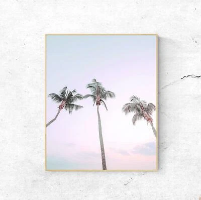 Blush Pink Palm Trees Tropical Wall Art Prints. Look Great Framed - Image 1 of 4
