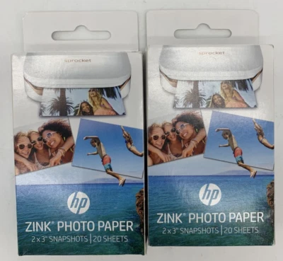 HP ZINK Sticky-Backed Photo Paper Qty 2 | 2" x 3" Snapshots | 40 sheets | W4Z13A - Image 1 of 2