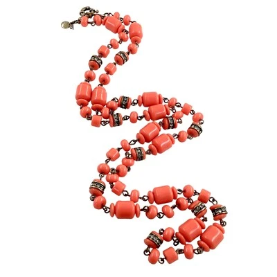 Collar J Crew 35" Cuentas Salmón Estrás Años 80 Era Disco Boogie Noches Regalo Foto 1 de 4