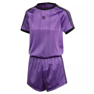 Adidas Women’s Graphic Athletic Purple Summer Short Sleeve Jumpsuit Romper - Picture 1 of 2