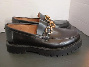 Sam Libby Chunky Platform Penny Loafers 10 Black Gold Bit Dark Academia Goth - Picture 1 of 10