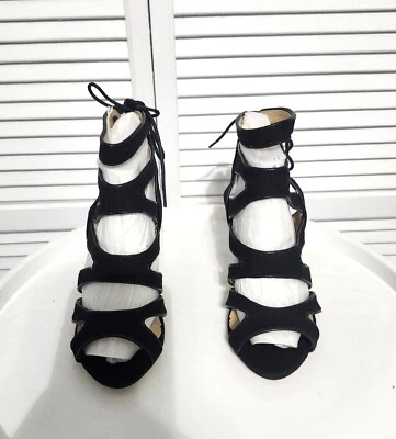 NWOB SOLE SOCIETY CANVAS CUT-OUT SANDALS - STELLA, BLACK, 6.5M - Image 1 of 4