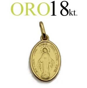 Médaille Pendentif Cadeau Madone Miraculeuse Or 18kt. 750/1000 de Communion - Picture 1 of 8