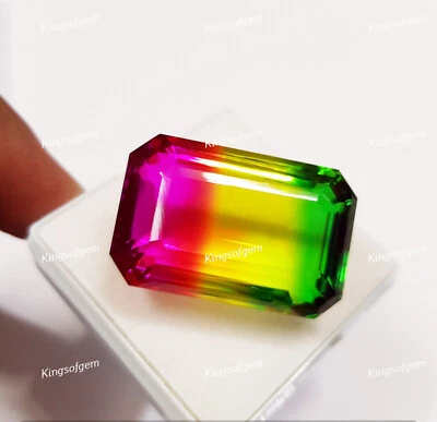 82 Ct Doublet Glass Stone Multi Color Tourmaline Emerald Stone Loose Gemstone - Image 1 of 4