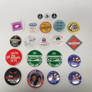 Vintage Novelty Pin Pinback Lot of 21, Humor, Beer, Political, Logos, LOOK - Picture 1 of 8