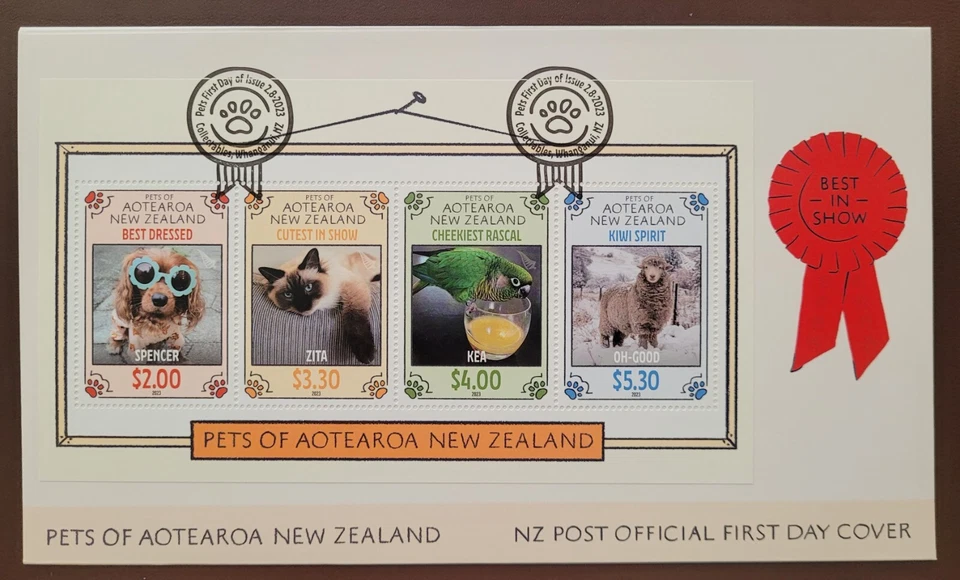 Nueva Zelanda 2023 / Mascotas de Aotearoa Nueva Zelanda - Animales de compañía / ms FDC Foto 1 de 1