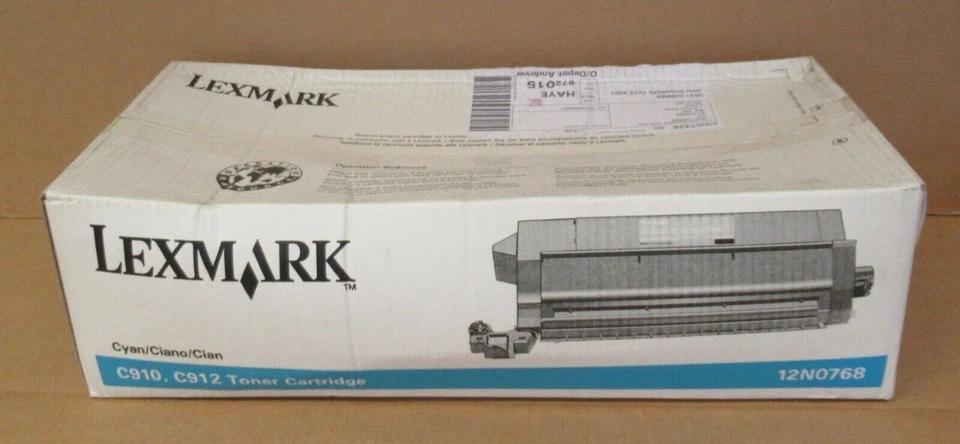 New Lexmark 12N0768 Cyan Laser Print Toner Cartridge for Lexmark C910 C912 - Image 1 of 4