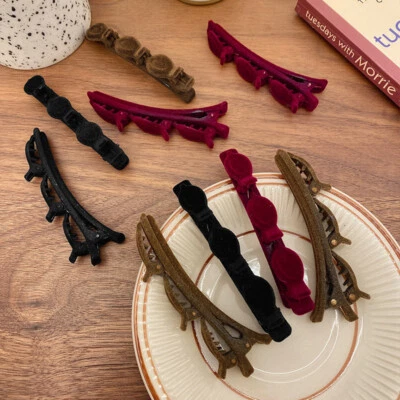 Pinzas para el cabello trenzadas de terciopelo, pinzas para el cabello trenzadas Prendas para la cabeza Alicia ∂ Foto 1 de 4