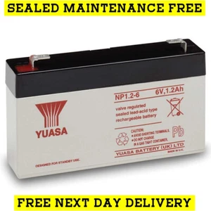 Emergency 911 Centers Battery YUASA NP1.2-6, 6V 1.2AH 20HR VRLA LEAD ACID - AGM - Picture 1 of 4