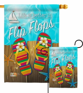 Better in Flip Flops Garden Flag Beach Coastal Decorative Gift Yard House Banner - Picture 1 of 17