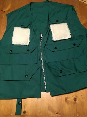 Chaleco de pesca con mosca vintage años 70 verde XL garra cremallera Foto 1 de 4