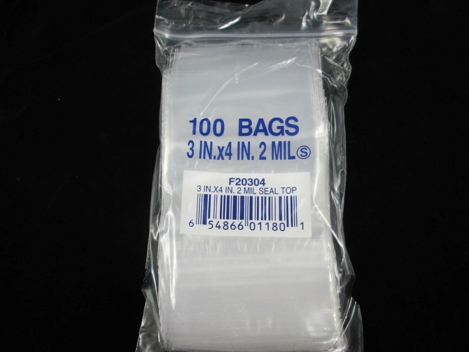 Small Resealable Ziplockjewelrybags3inx4in ClearPlastic 2 Mil Zip Poly Mini 100
