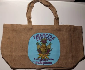 PINEAPPLE EXPRESS HYDROPONIC 12"X15" BURLAP TOTE BAG MARIJUANA POT LEAF WEED 420 - Picture 1 of 2