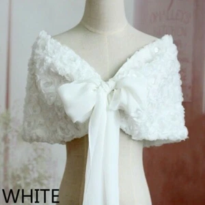 Lady Shrug Bolero Cape Wraps Shawl Stole Lace Chiffon Floral Rose Bridal Wedding - Picture 1 of 16