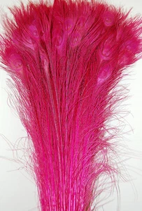 50 piezas COLAS DE PAVO REAL BLANQUEADAS 35-40" ROSA CALIENTE; novia/boda/sombreros - Imagen 1 de 2