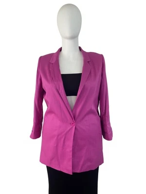 Twiggy Pink Womens Solid Button-Down Blazer Long Sleeve Office Chic Sz XL - Image 1 of 4