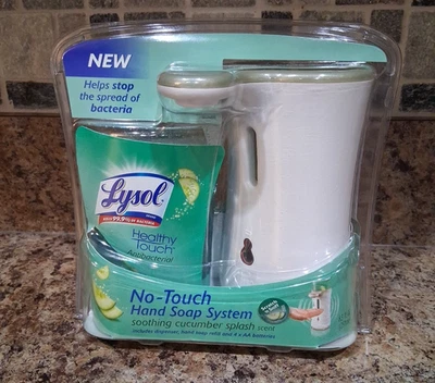Sistema de Jabón de Manos Lysol Sin Touch Calmante Salpicaduras de Pepino NUEVO Sellado Nuevo de Lote Antiguo Plz Leer Foto 1 de 4