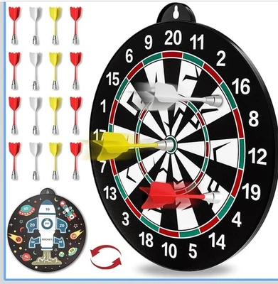 Placa de dardo magnética, placa de dardo familiar de 2 lados, magnética, 13”, 16 dardos incluídos - Imagem 1 de 4