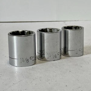 Juego de enchufes poco profundos Craftsman 1/2" Drive SAE 1 1/8” 1 1/16” 1” serie G EE. UU. - Imagen 1 de 11