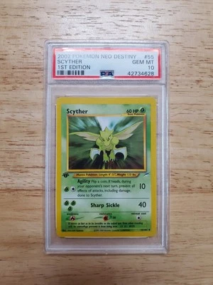Pokemon PSA 10 GEM MINT 2002 Scyther 1st Edition Neo Destiny Card - Image 1 of 2