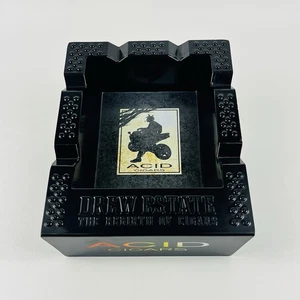 Cenicero ACID Cigars Drew Estate Negro Melamina Ceniza Bandeja Renacimiento Coleccionistas RARO - Imagen 1 de 10