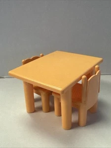 Vintage Playskool Dollhouse Furniture Table And Chairs - Discoloration As Shown - Picture 1 of 10