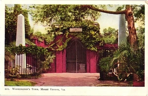Vintage Washingtons Grab Mount Vernon Leinen Postkarte von Foster & Reynolds - Bild 1 von 2