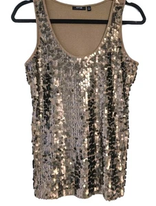 Apt 9 Pailletten Tank Top Gr. M Kupfer Reflektierend Schimmer Urlaub Glam Maximalistisch Y2K - Bild 1 von 8
