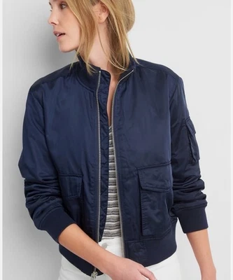 Chaqueta bomber de satén resistente al agua Gap para mujer talla XS azul Foto 1 de 4