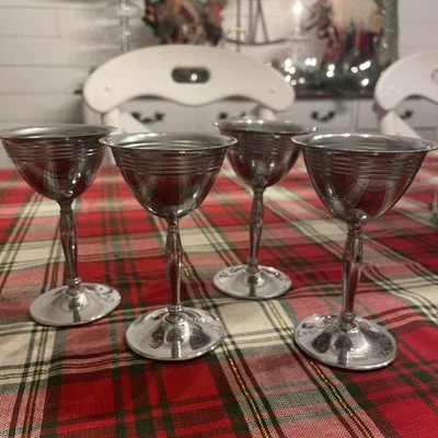 Stainless Steel Chrome Vtg Italian Style Ice cream Dessert Cups Set Of 4 - Image 1 of 4