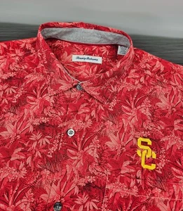 Tommy Bahama USC Trojans Men's 100% Silk Floral Short Sleeve Hawaiin Shirt - Picture 1 of 5