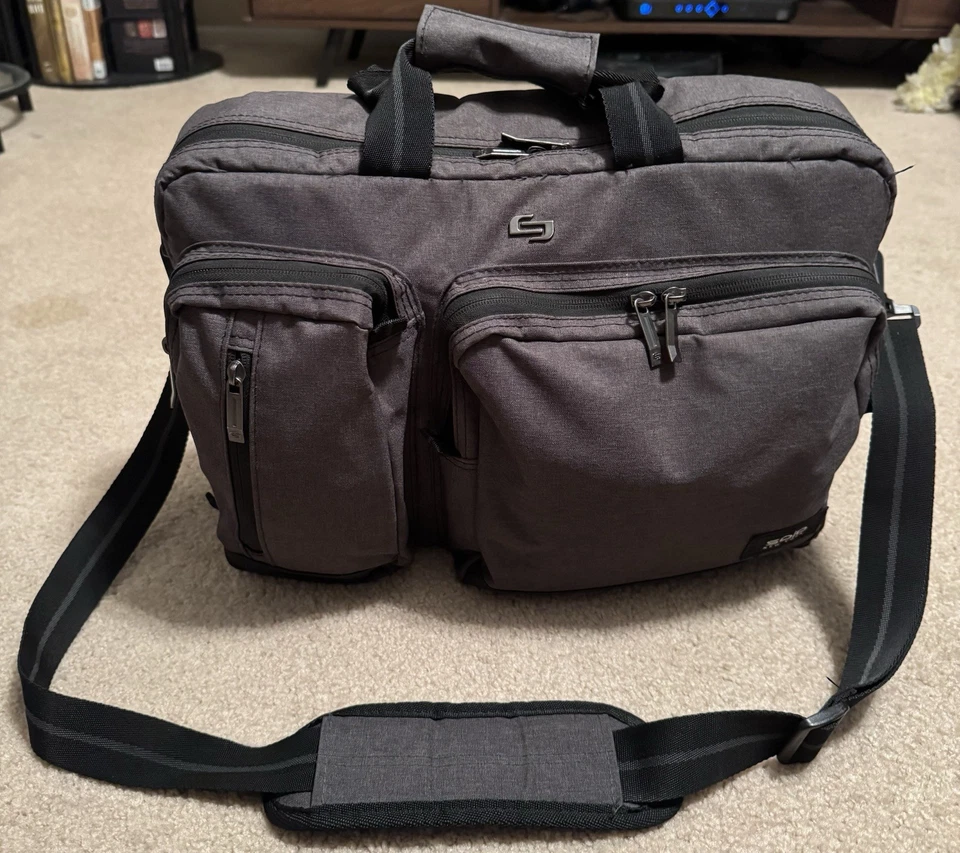 Solo New York convertible laptop bag/backpack, 17x13, Charcoal Gray/Black-Clean - Image 1 of 4