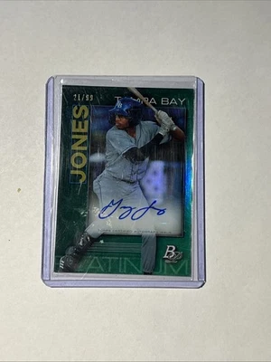 2020 Topps Bowman Platinum - Greg Jones Green Auto /99 #TOP-53 - Image 1 of 2