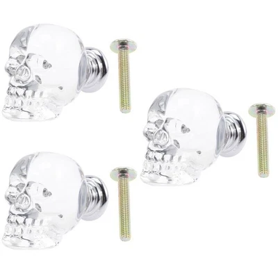 3pcs Delicate Glass Knob Handle Skull Head Handle Furniture Handle Replacement - Image 1 of 4