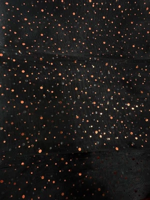Черная и оранжевая блестящая точечная прозрачная ткань из полиэстера шириной 7 ярдов 60 дюймов для Хэллоуина - Изображение 1 из 4