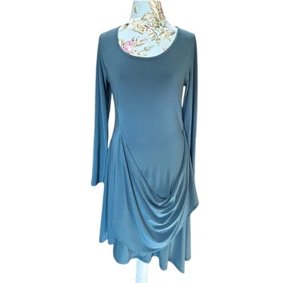 Vestido Last Tango para mujer azul verdoso manga larga drapeado dobladillo asimétrico talla M EE. UU. Foto 1 de 4